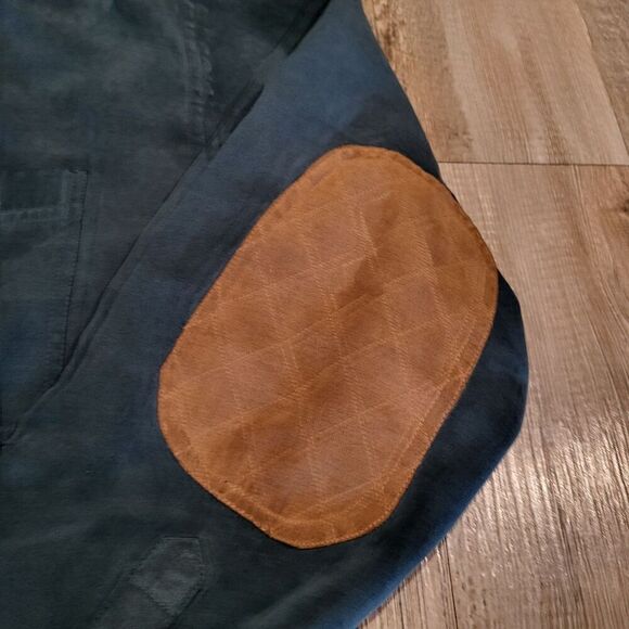 North River Outfitters Teal Button Up Shirt With Brown Elbow Patches Mens Size M - Picture 3 of 9